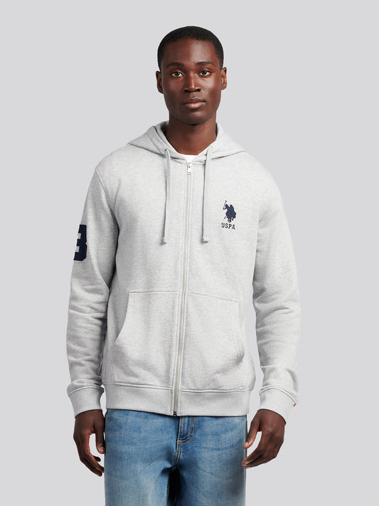Mens Player 3 Zip Hoodie in Mid Grey Marl