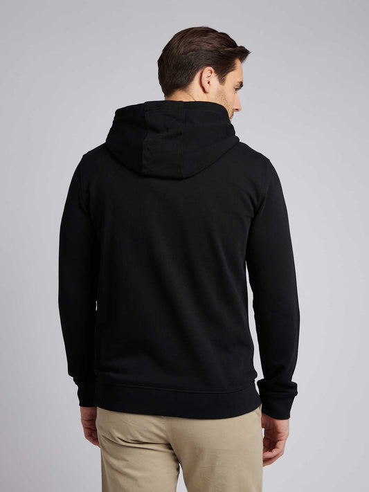 Mens Double Horsemen Loopback Hoodie in Black Bright White DHM