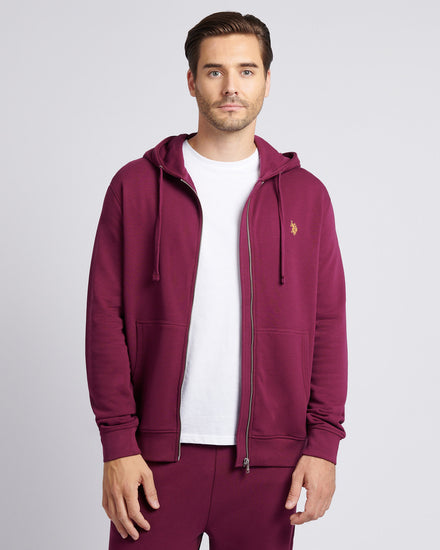 Mens Double Horsemen Loopback Zip Hoodie Grape Wine