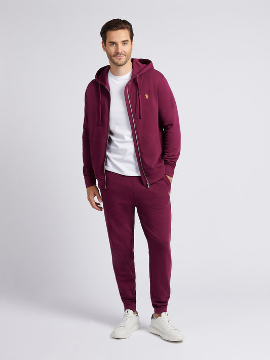 Mens Double Horsemen Loopback Zip Hoodie Grape Wine