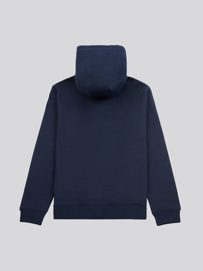 Mens Double Horsemen Loopback Zip Hoodie in Dark Sapphire Navy / Haute Red DHM