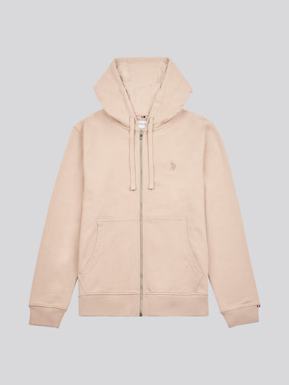 Mens Double Horsemen Loopback Zip Hoodie in Doeskin