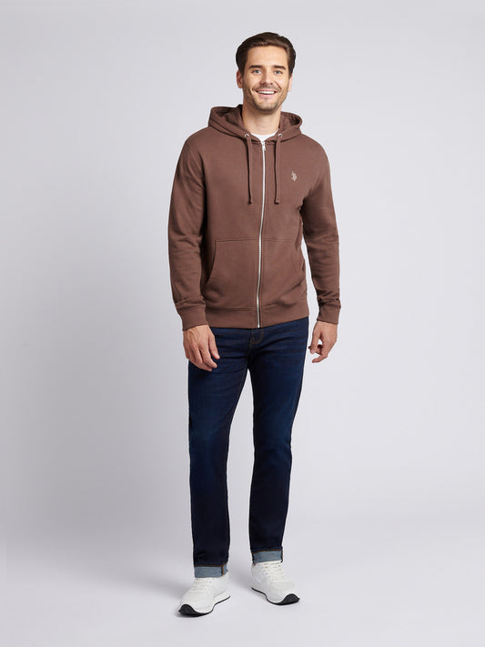 Mens Double Horsemen Loopback Zip Hoodie Chocolate Martini