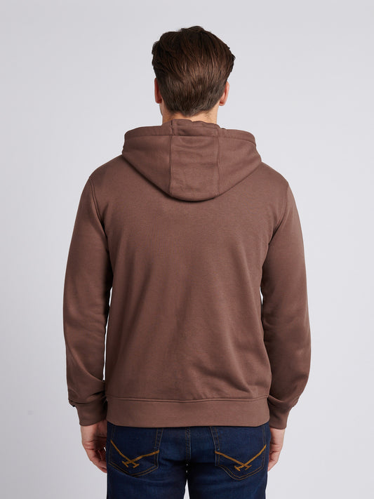 Mens Double Horsemen Loopback Zip Hoodie Chocolate Martini