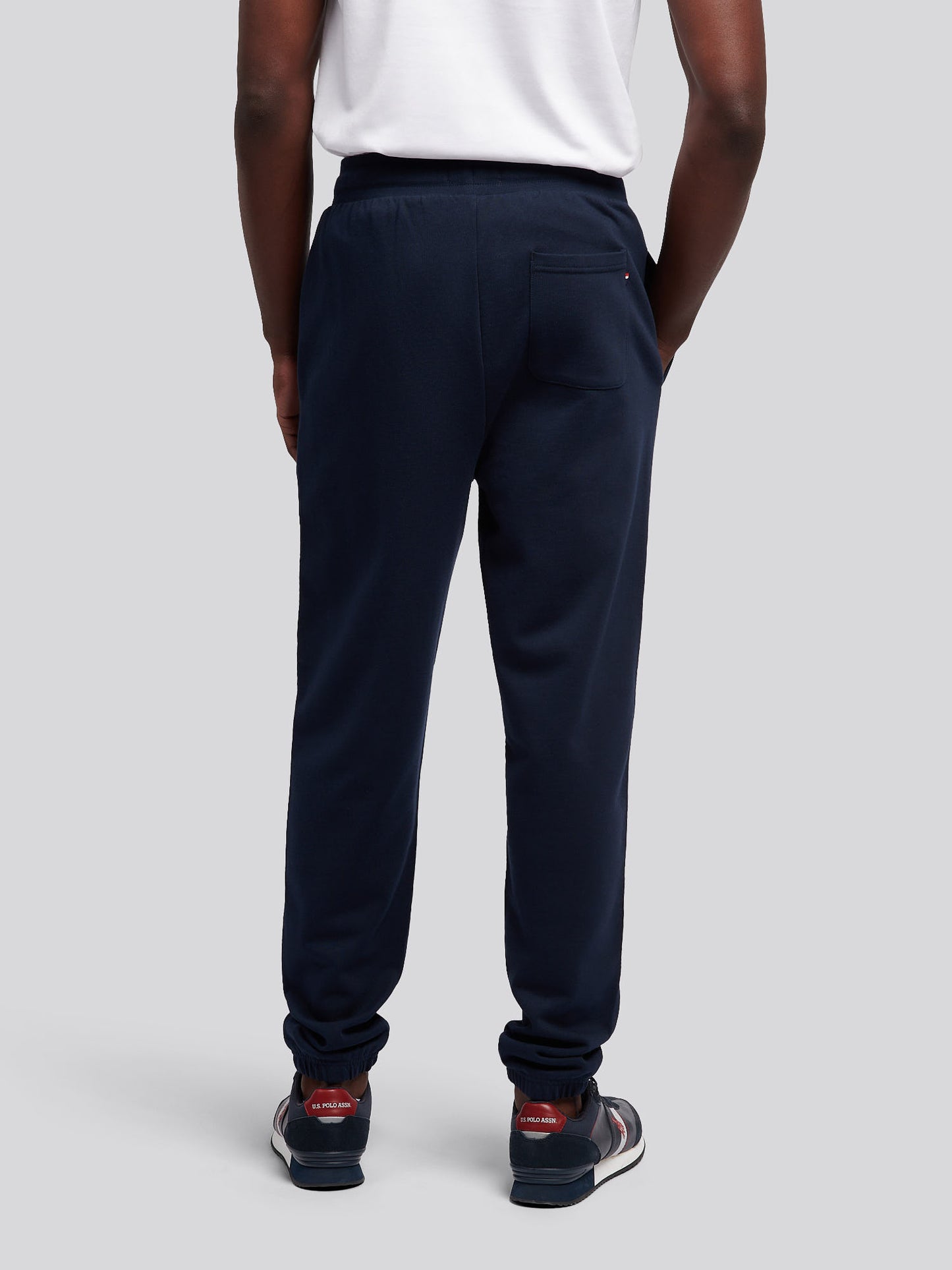 Mens Elasticated Cuff Loopback Jogger in Dark Sapphire Navy / Haute Red DHM