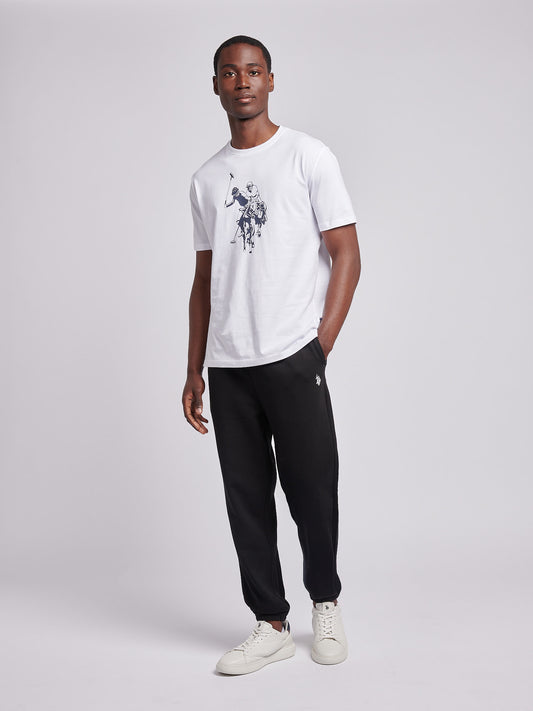 Mens Elasticated Cuff Loopback Jogger in Black Bright White DHM