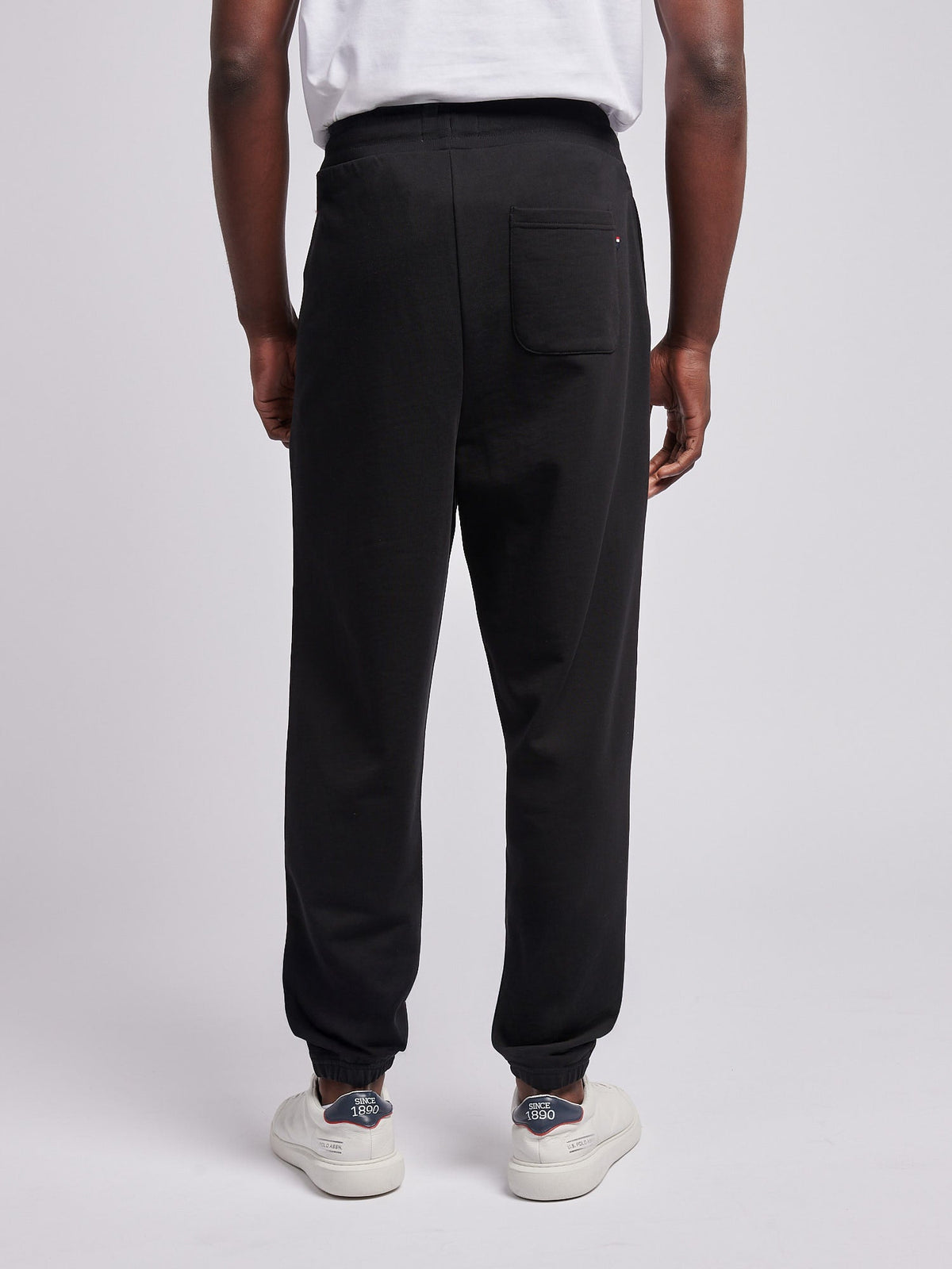 Mens Elasticated Cuff Loopback Jogger in Black Bright White DHM