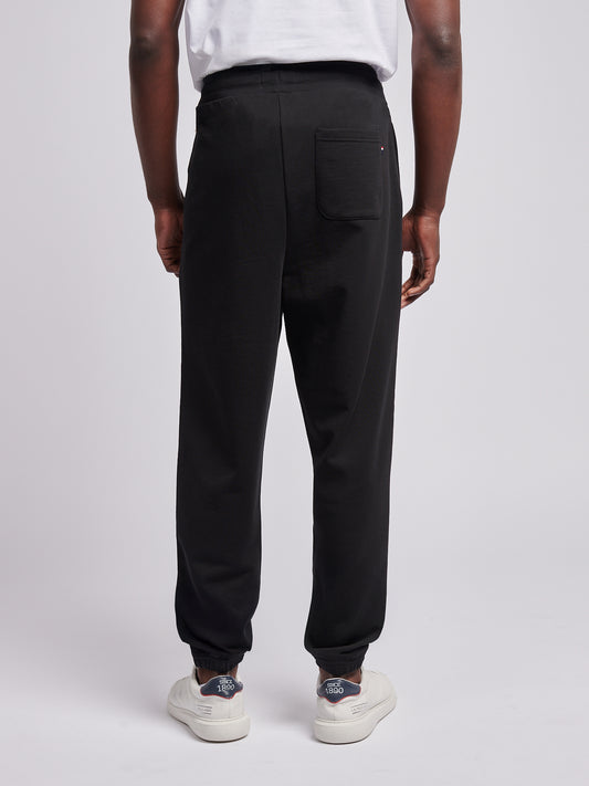Mens Elasticated Cuff Loopback Jogger in Black Bright White DHM