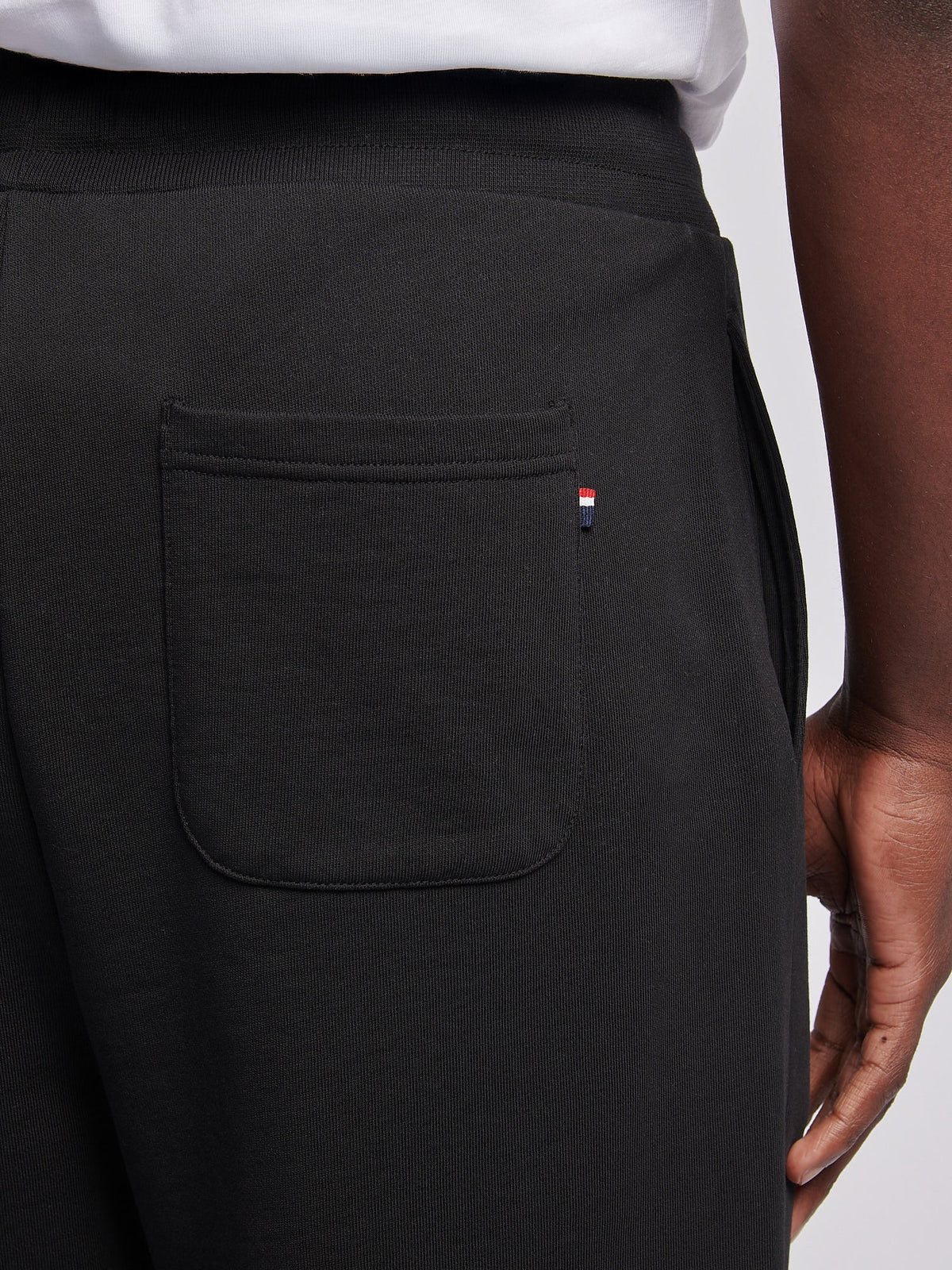 Mens Elasticated Cuff Loopback Jogger in Black Bright White DHM