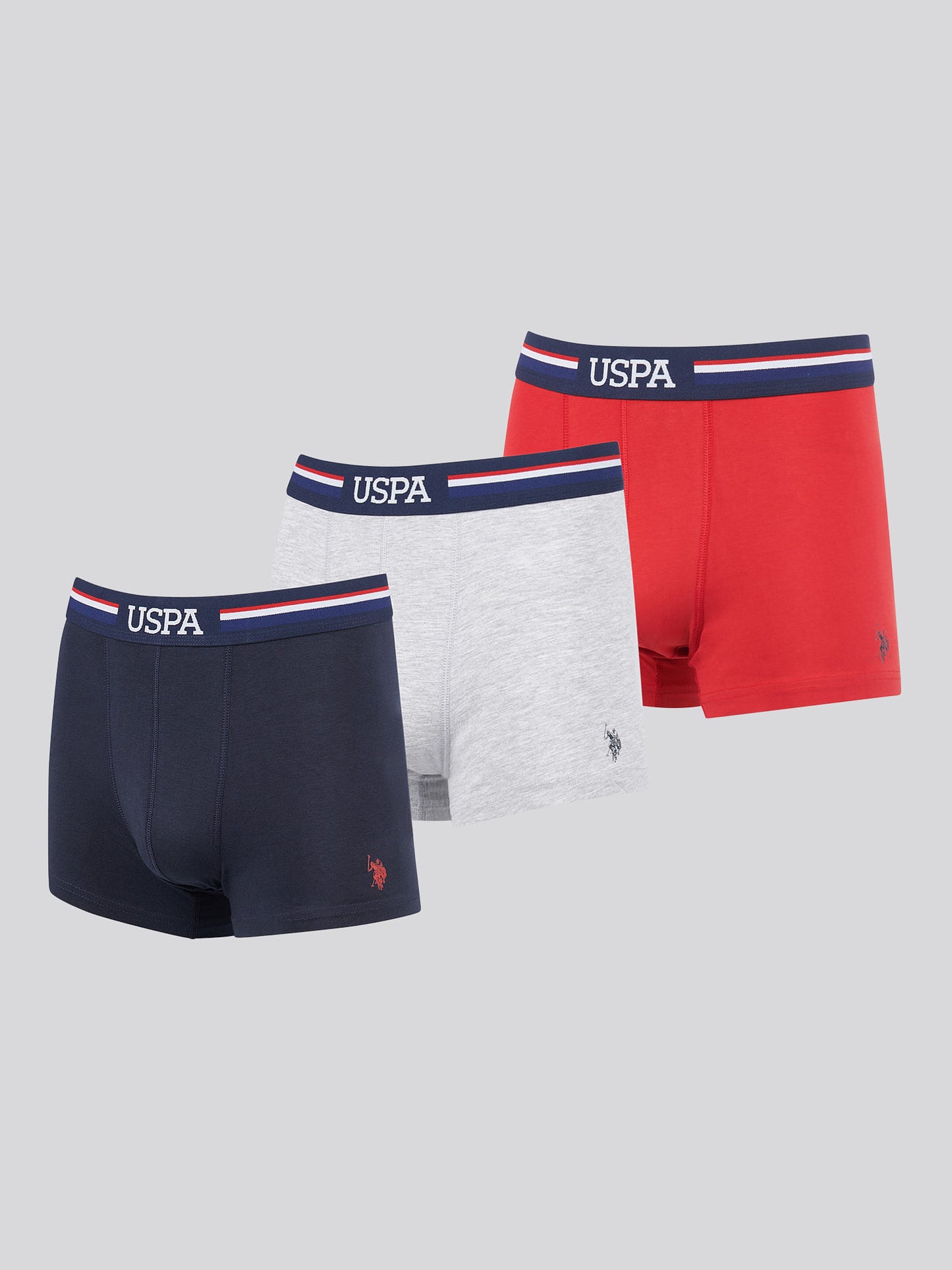 Mens 3 Pack Branded Stripe Boxer Shorts in Haute Red
