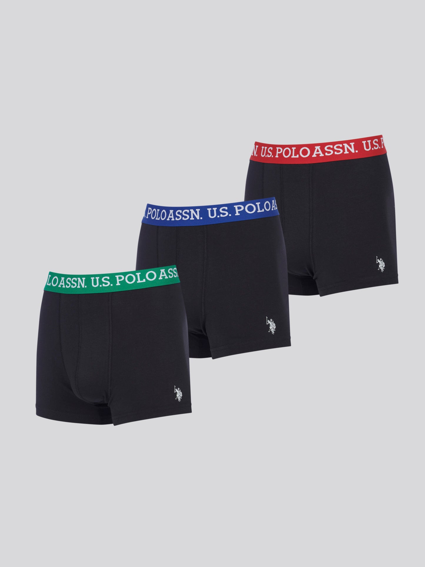 Mens 3 Pack Contrast Waistband Boxer Shorts in Black