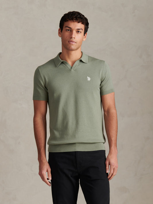 Combed Cotton Multicoloured DHM Reverse Polo Sea Spray