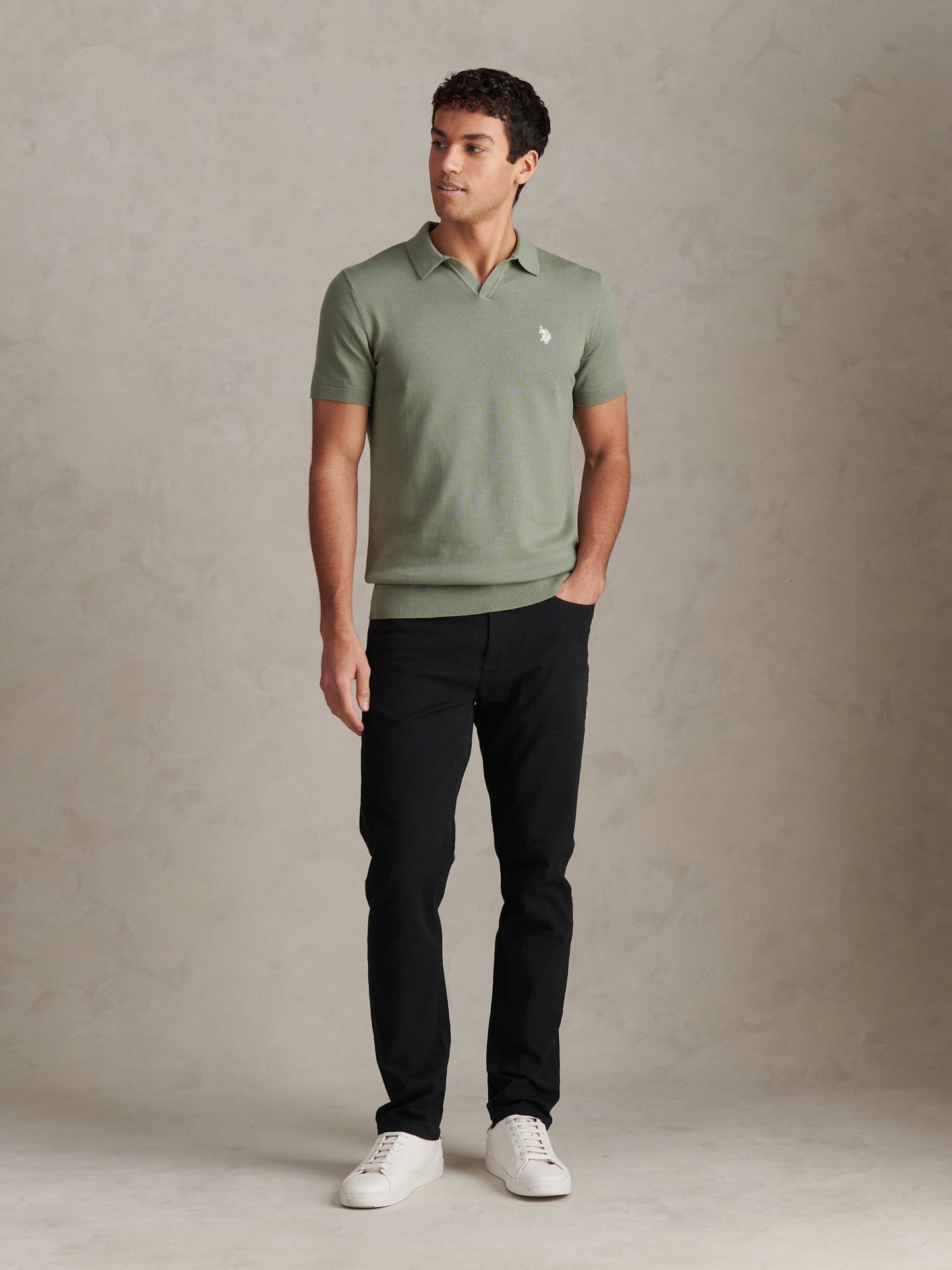 Combed Cotton Multicoloured DHM Reverse Polo Sea Spray