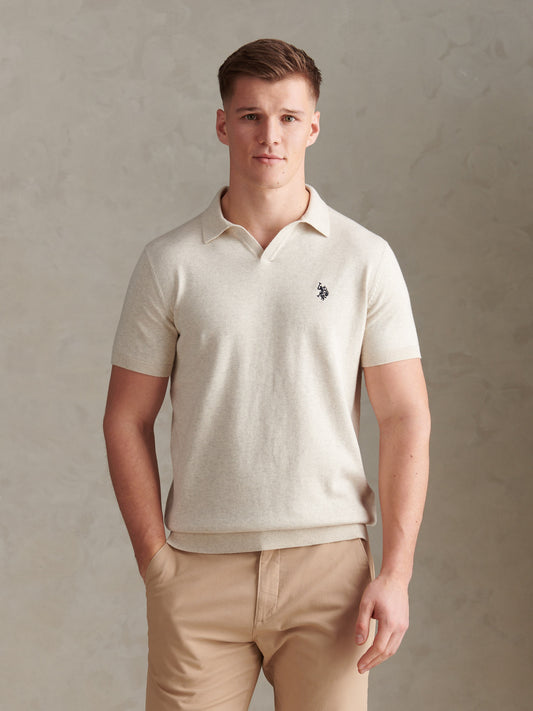 Combed Cotton Multicoloured DHM Reverse Polo Birch Marl