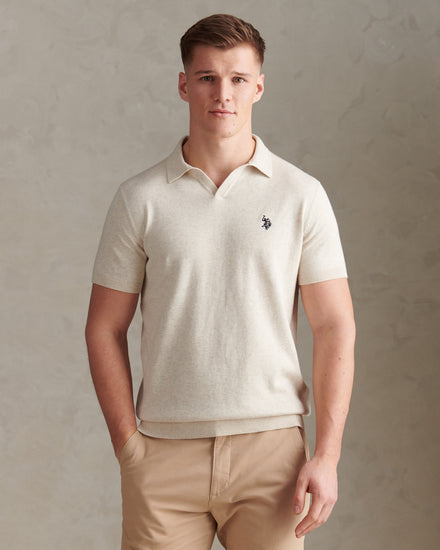 Combed Cotton Multicoloured DHM Reverse Polo Birch Marl