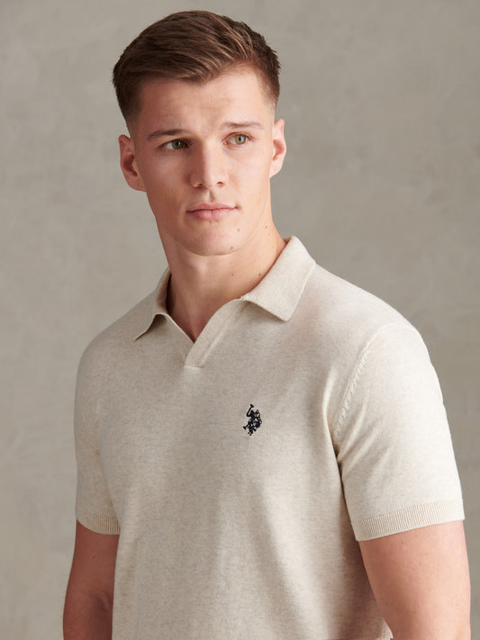 Combed Cotton Multicoloured DHM Reverse Polo Birch Marl