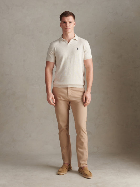 Combed Cotton Multicoloured DHM Reverse Polo Birch Marl