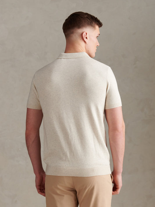 Combed Cotton Multicoloured DHM Reverse Polo Birch Marl