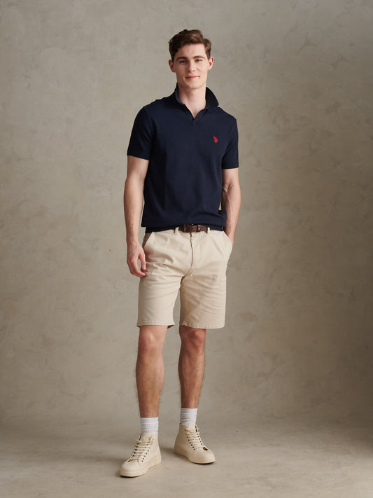 Combed Cotton Multicoloured DHM Reverse Polo Dark Sapphire Navy / Haute Red DHM