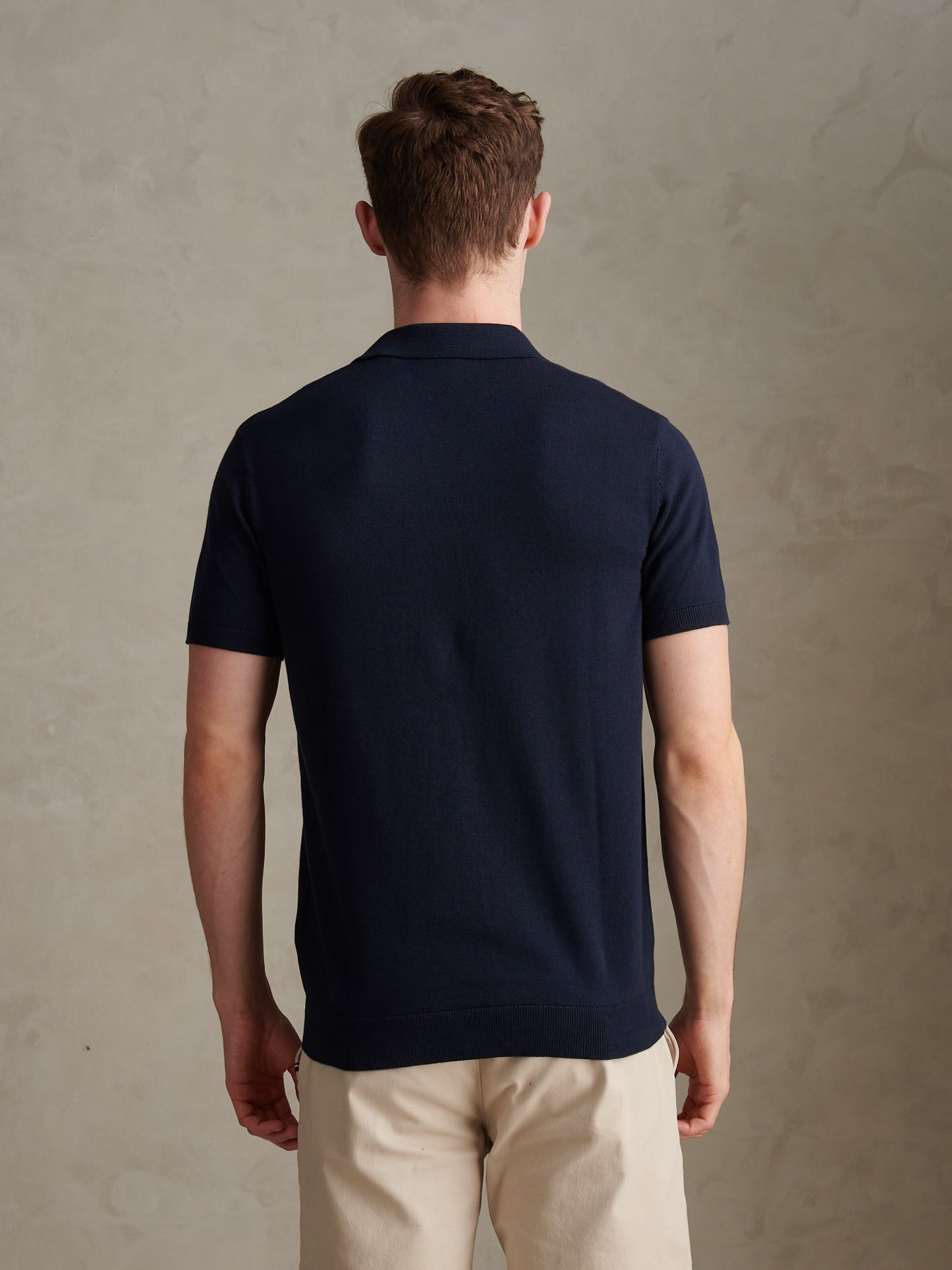 Mens Combed Cotton Double Horsemen Revere Polo Shirt Dark Sapphire Navy / Haute Red DHM