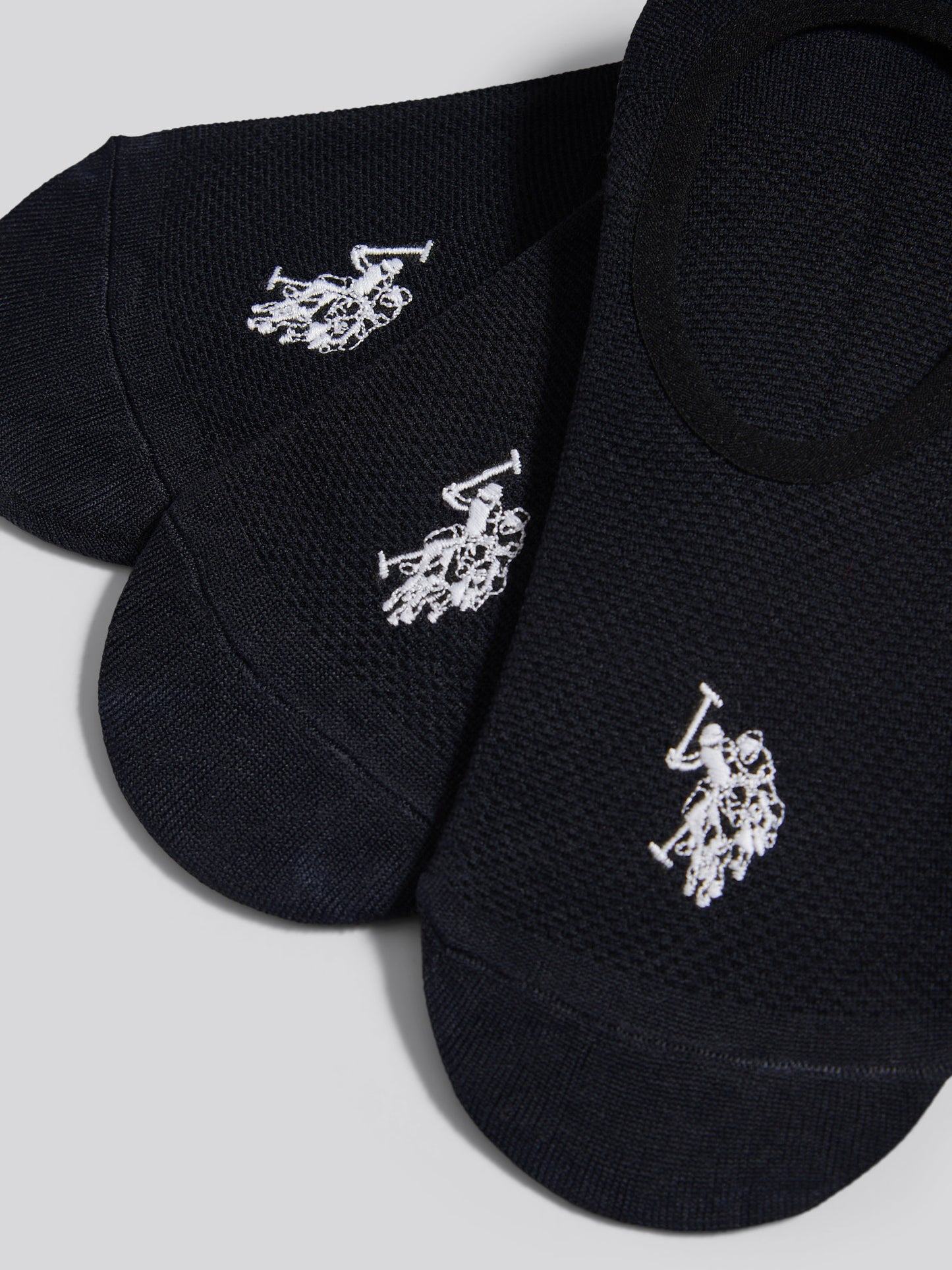 Mens 3 Pack Invisible Trainer Socks in Black Bright White DHM
