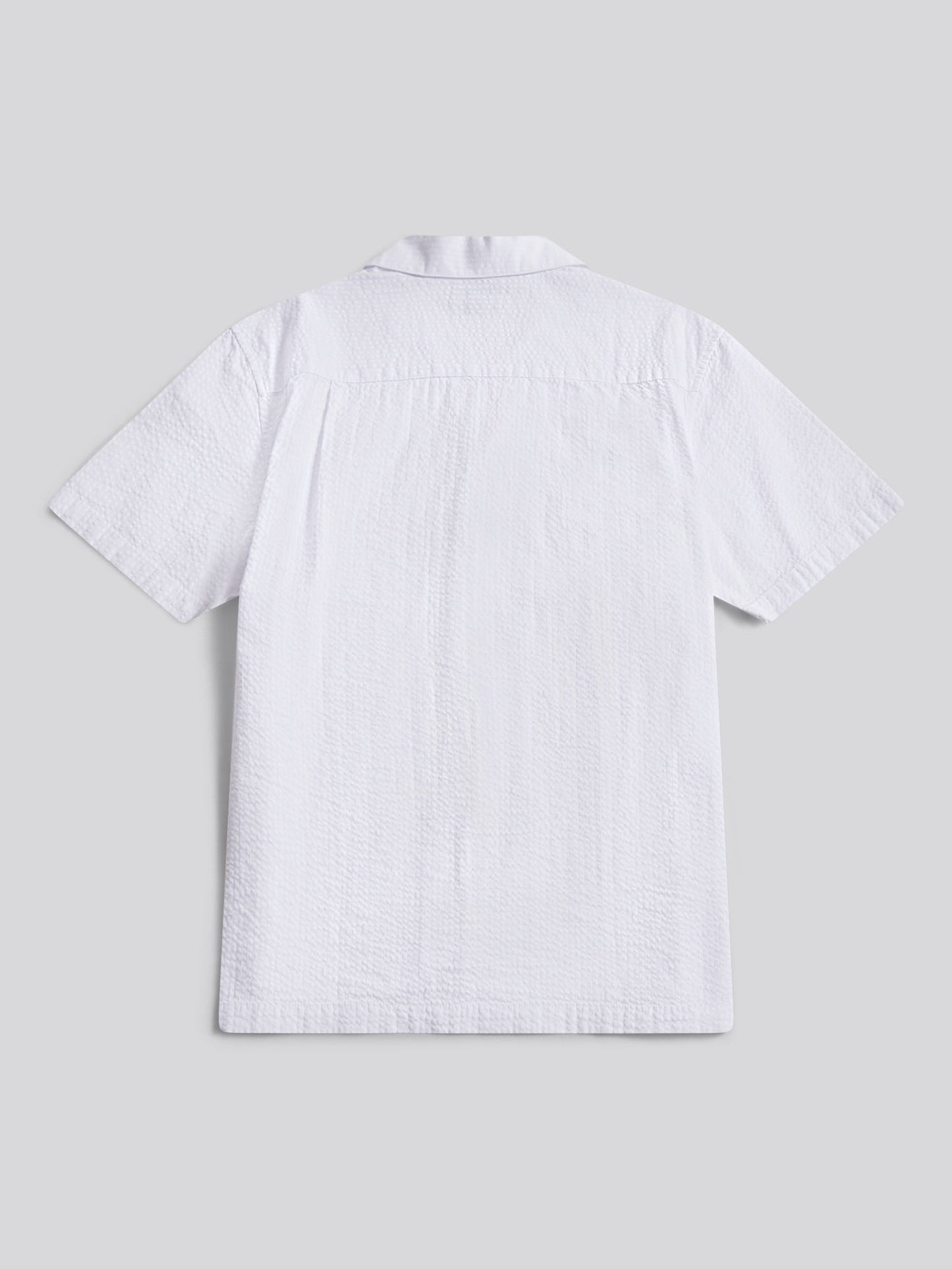 Mens Seersucker Revere Short Sleeve Shirt Bright White
