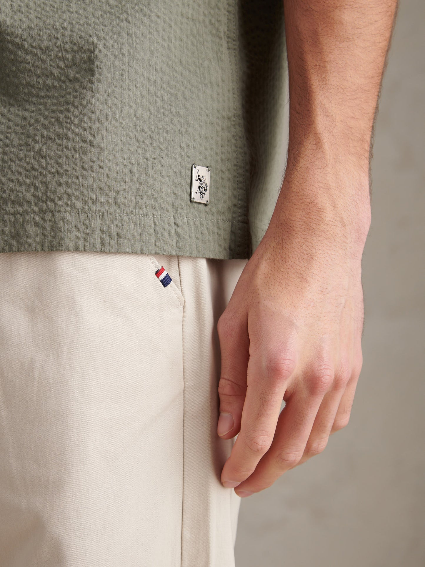 Mens Seersucker Revere Short Sleeve Shirt Mulled Basil