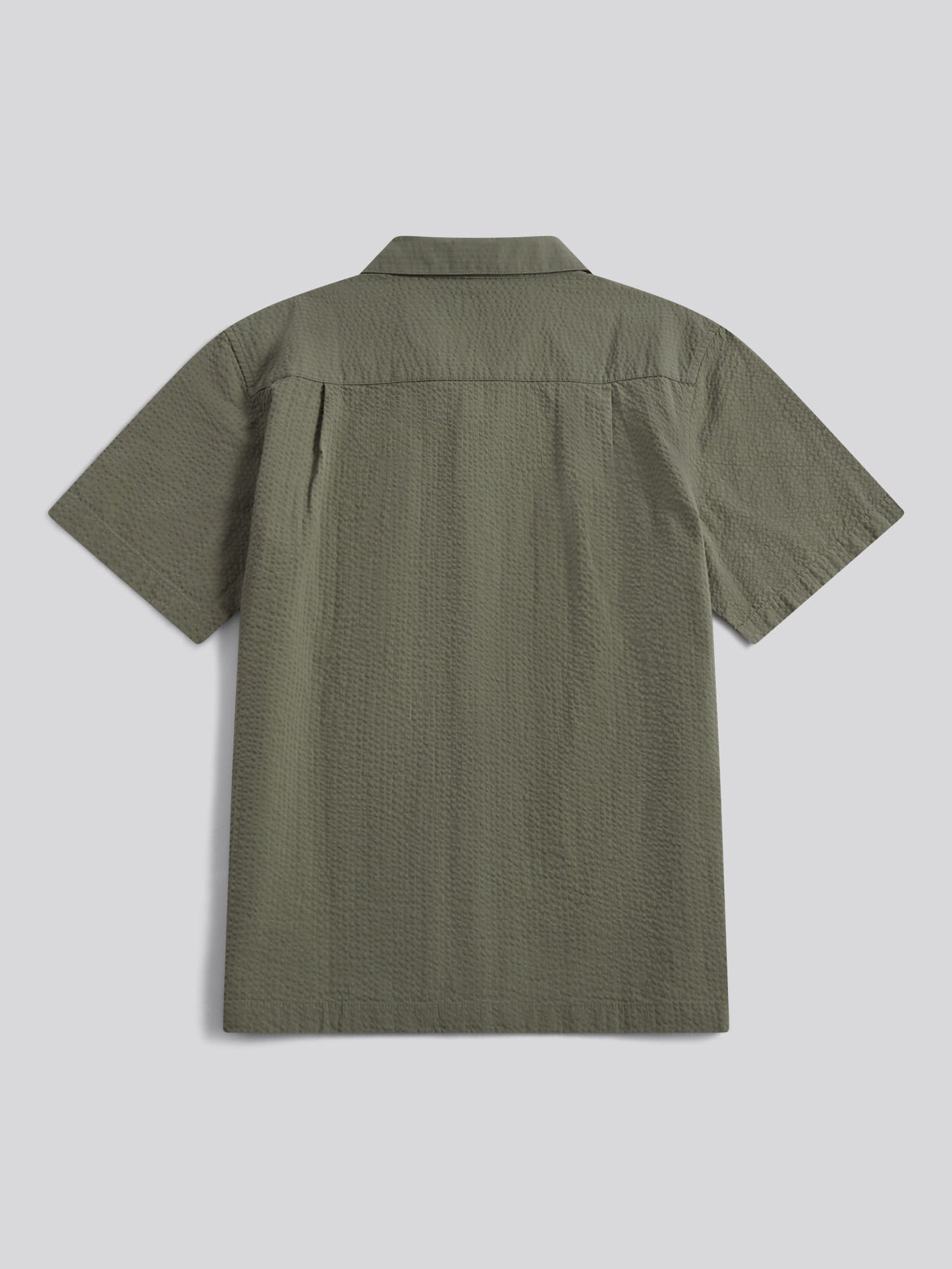 Mens Seersucker Revere Short Sleeve Shirt Mulled Basil