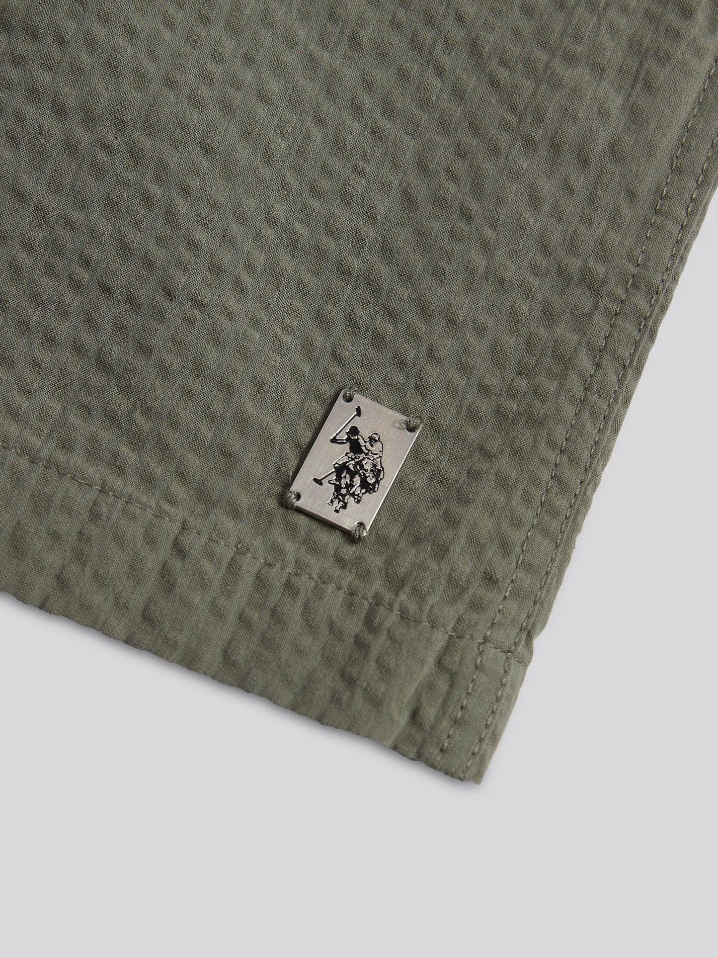 Mens Seersucker Revere Short Sleeve Shirt Mulled Basil