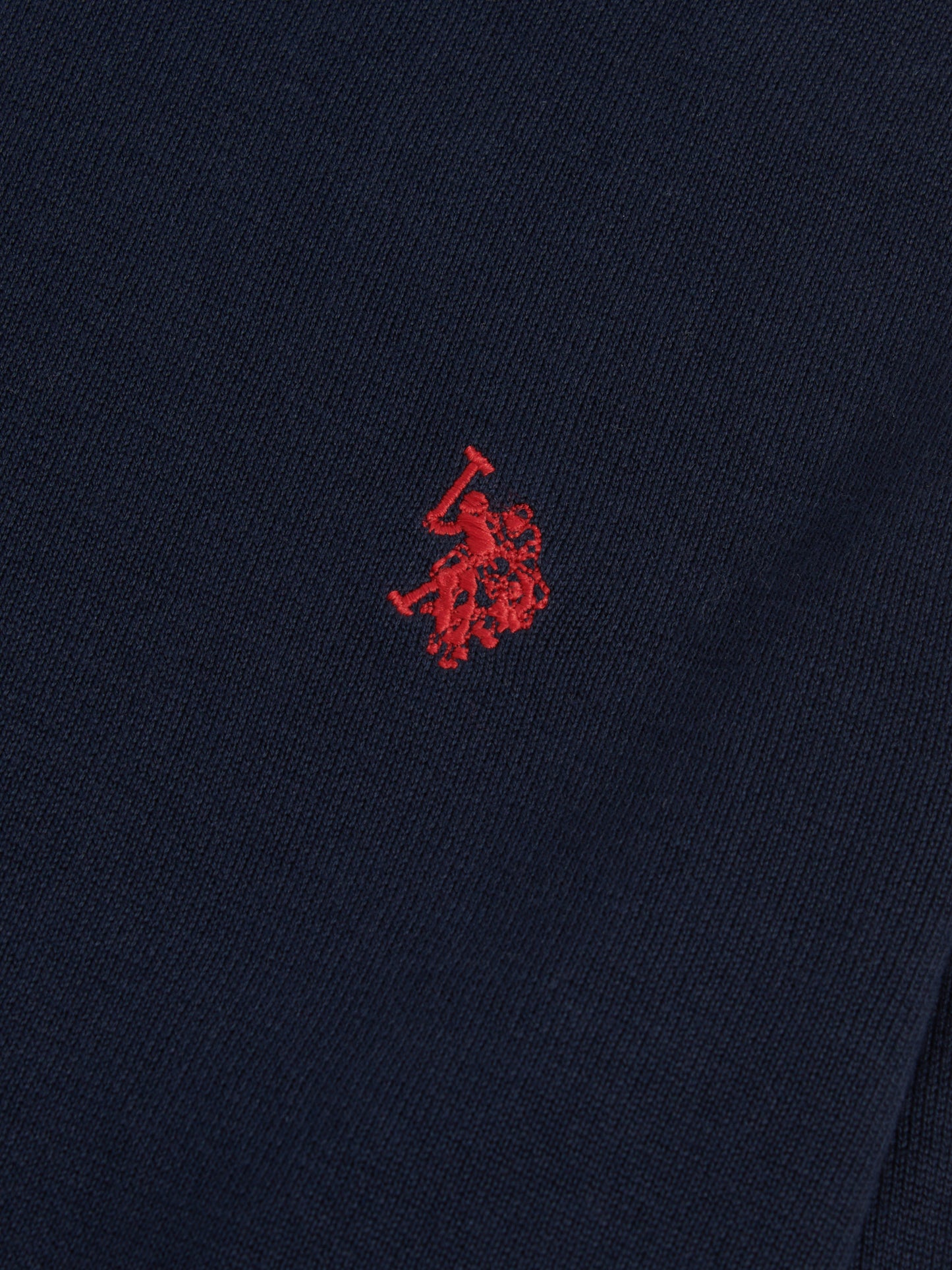Mens Double Horsemen Cotton Knit Crew Jumper Dark Sapphire Navy / Haute Red DHM