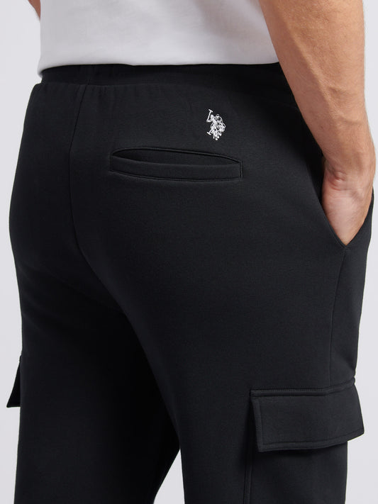 Mens Double Horsemen Cargo Sweat Jogger in Black