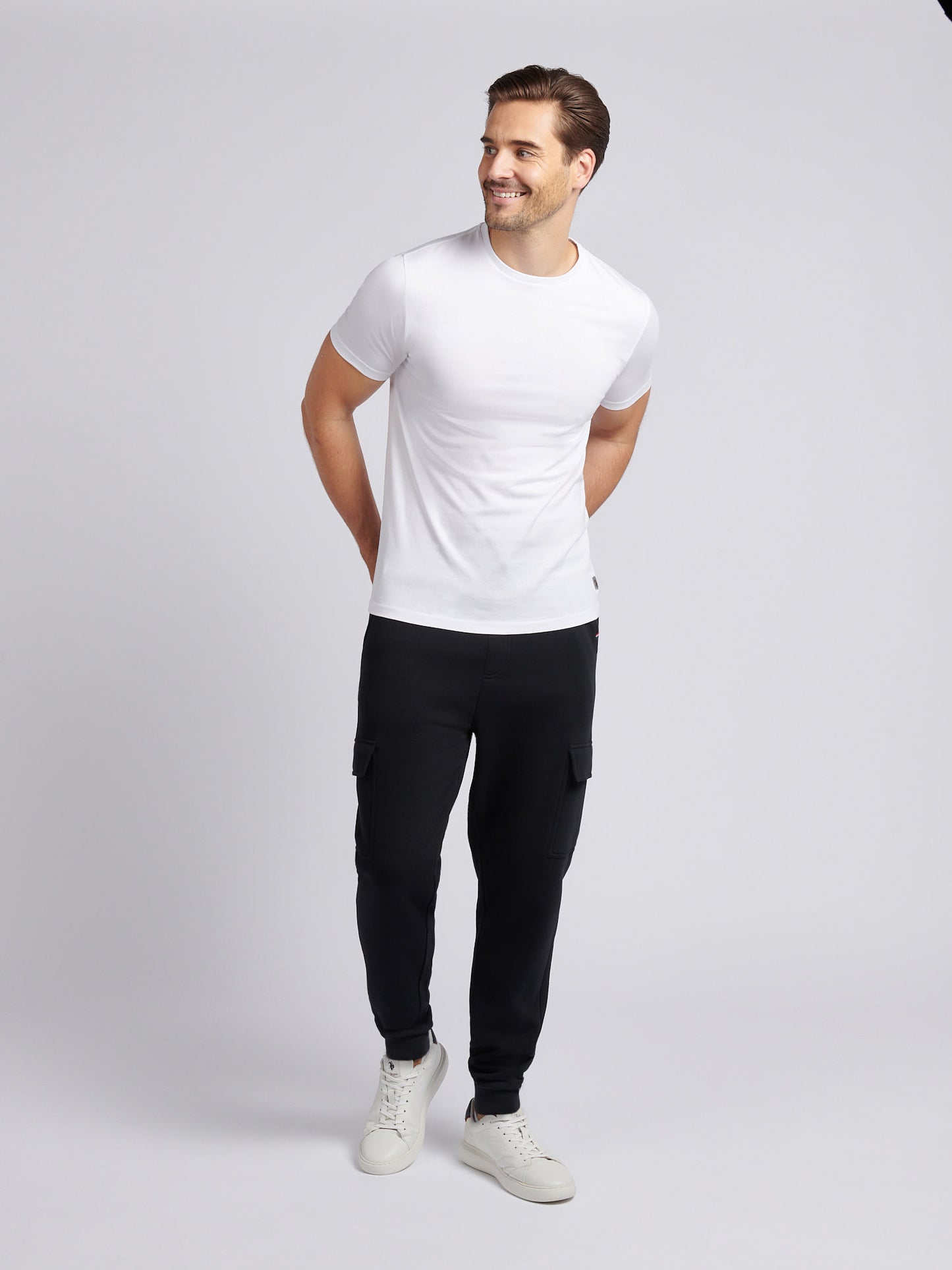 Mens Double Horsemen Cargo Sweat Jogger in Black