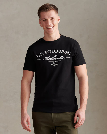 Mens Arch Script Graphic T-Shirt Black