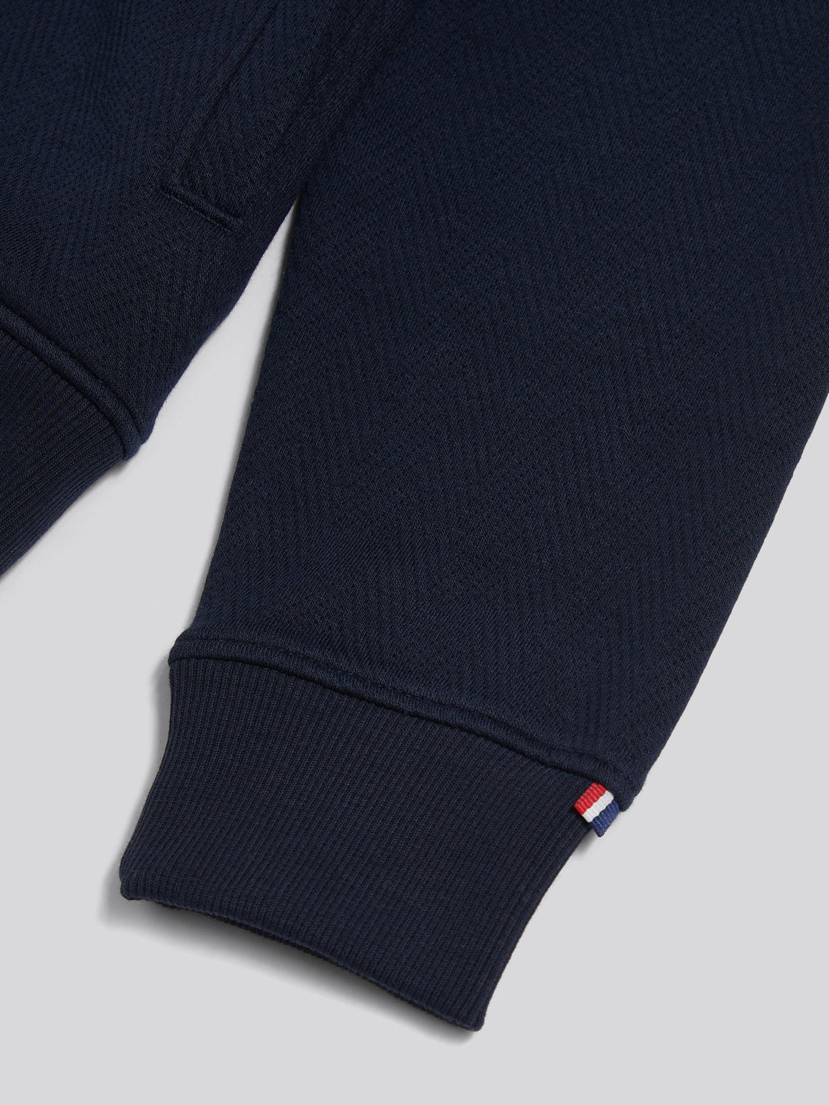 Mens Herringbone Zip Funnel Sweatshirt Dark Sapphire Navy / Moonlight Blue DHM