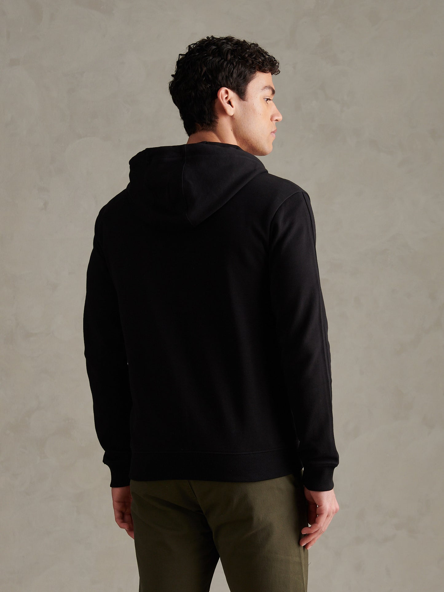 Mens Double Horsemen Interlock Zip Hoodie Black Bright White DHM