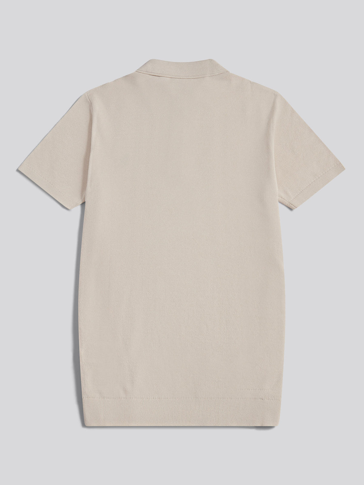 Mens Tonal Vertical Stripe Knit Polo Shirt Beige