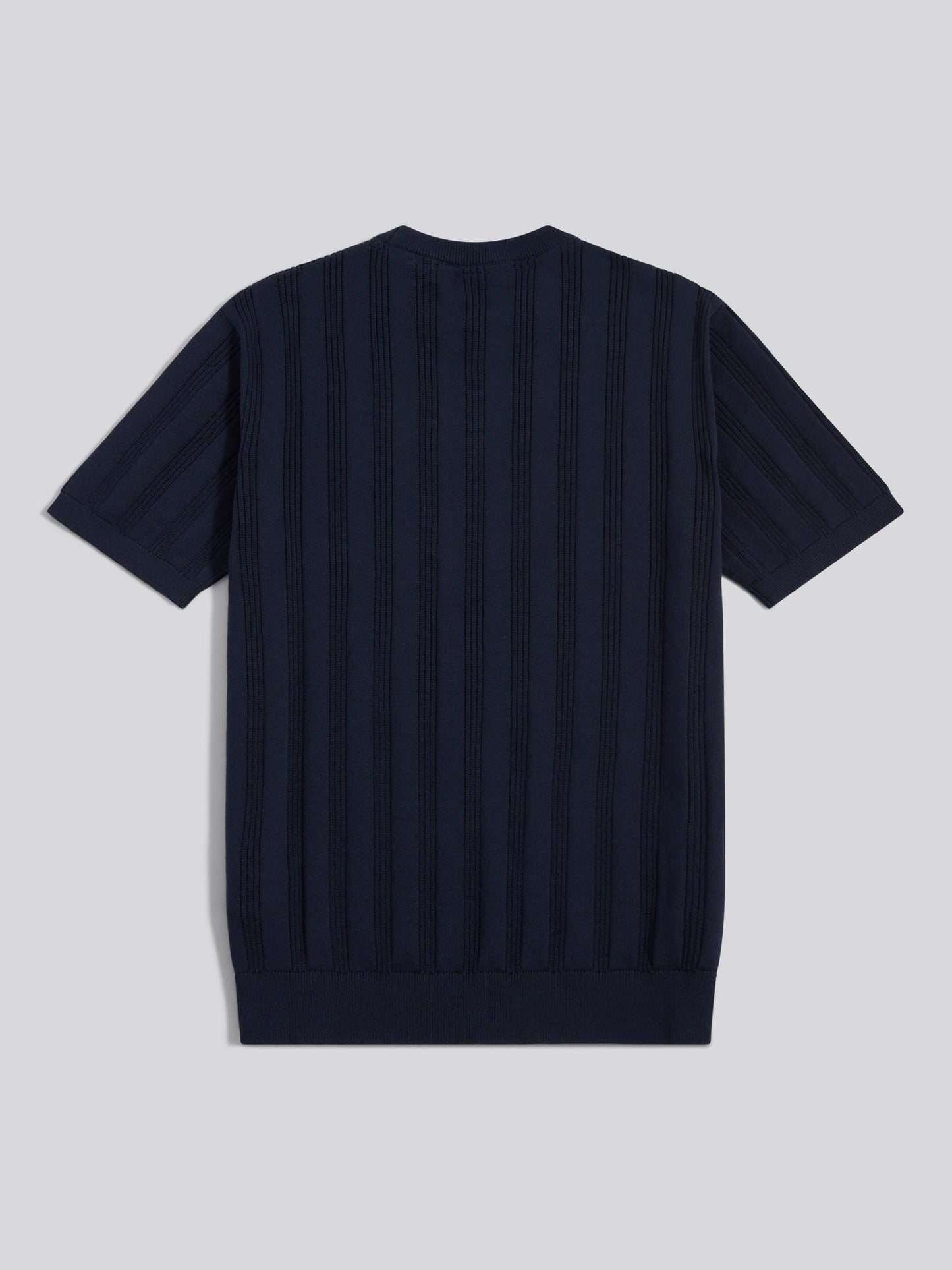 Mens Vertical Texture Knit T-Shirt Dark Sapphire Navy / Moonlight Blue DHM