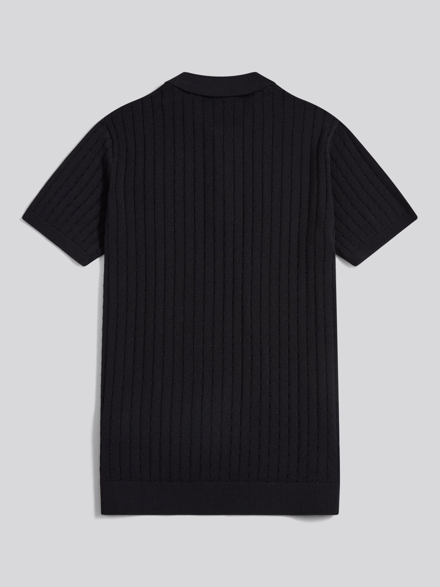 Mens Zip Knit Short Sleeve Polo Shirt Black
