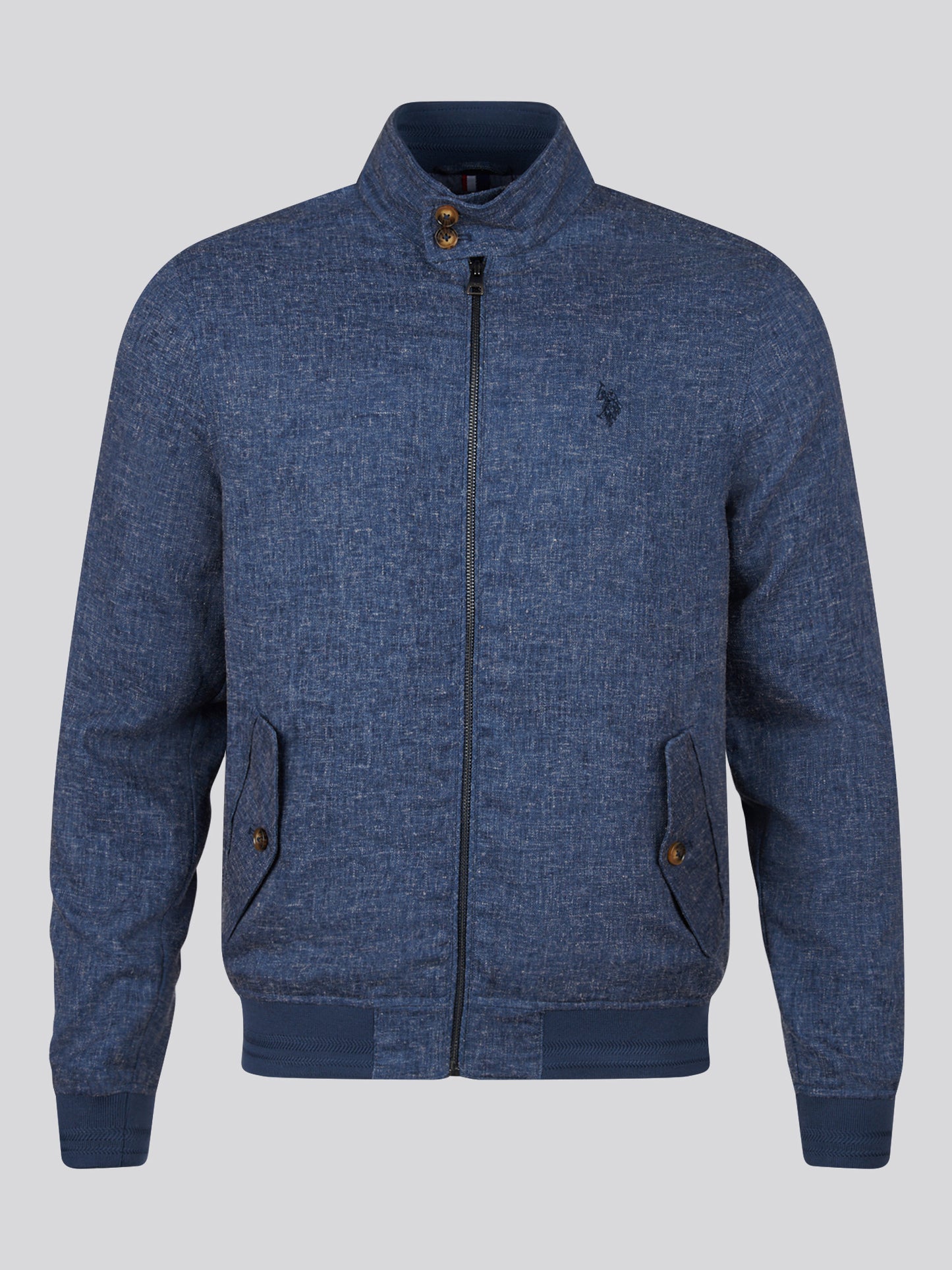 Mens Linen Blend Harrington Jacket Dark Sapphire Navy / Moonlight Blue DHM