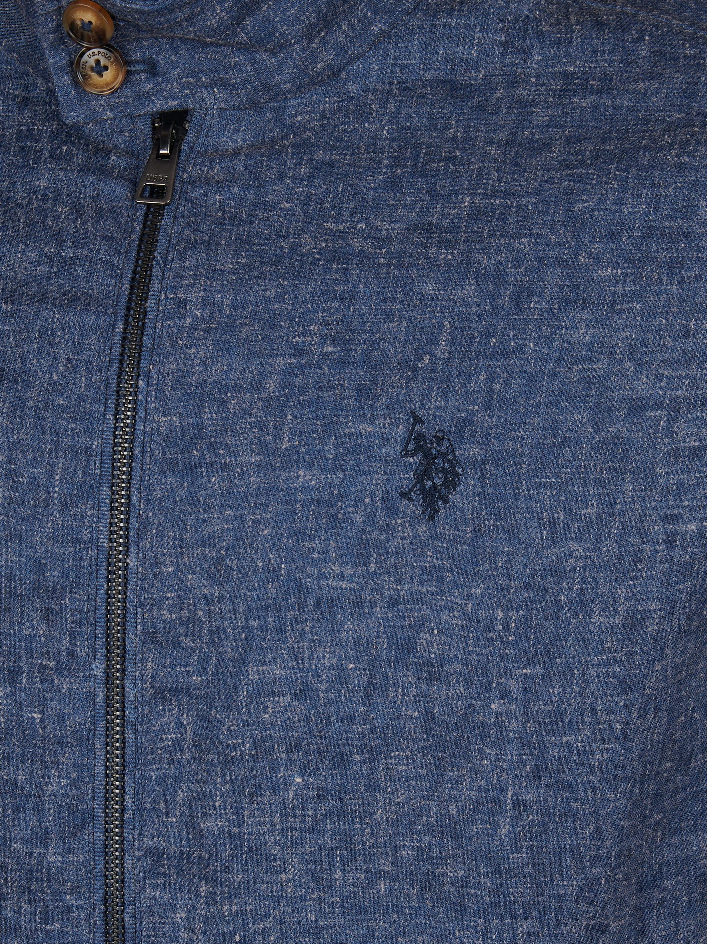 Mens Linen Blend Harrington Jacket Dark Sapphire Navy / Moonlight Blue DHM