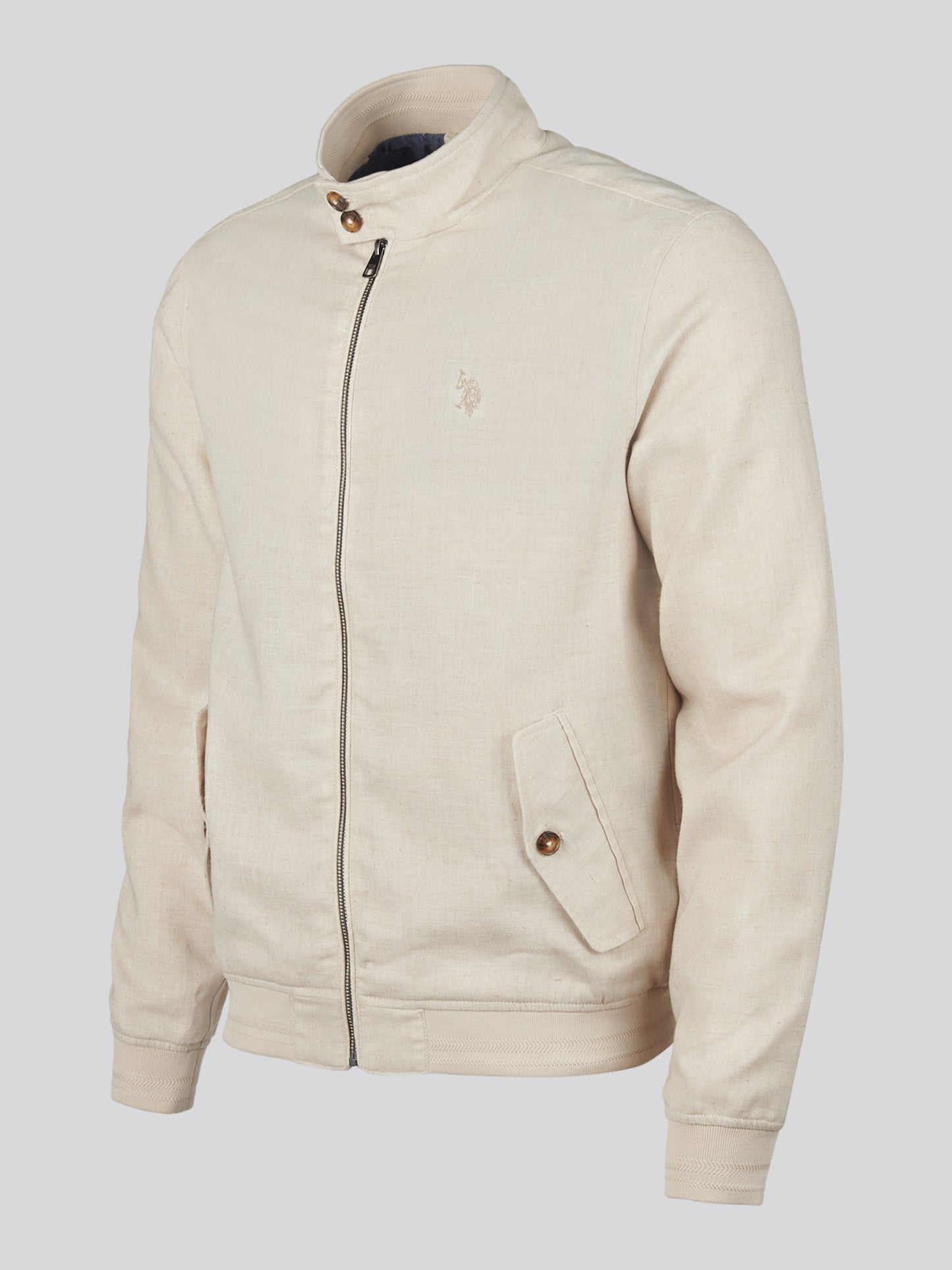 Mens Linen Blend Harrington Jacket Beige