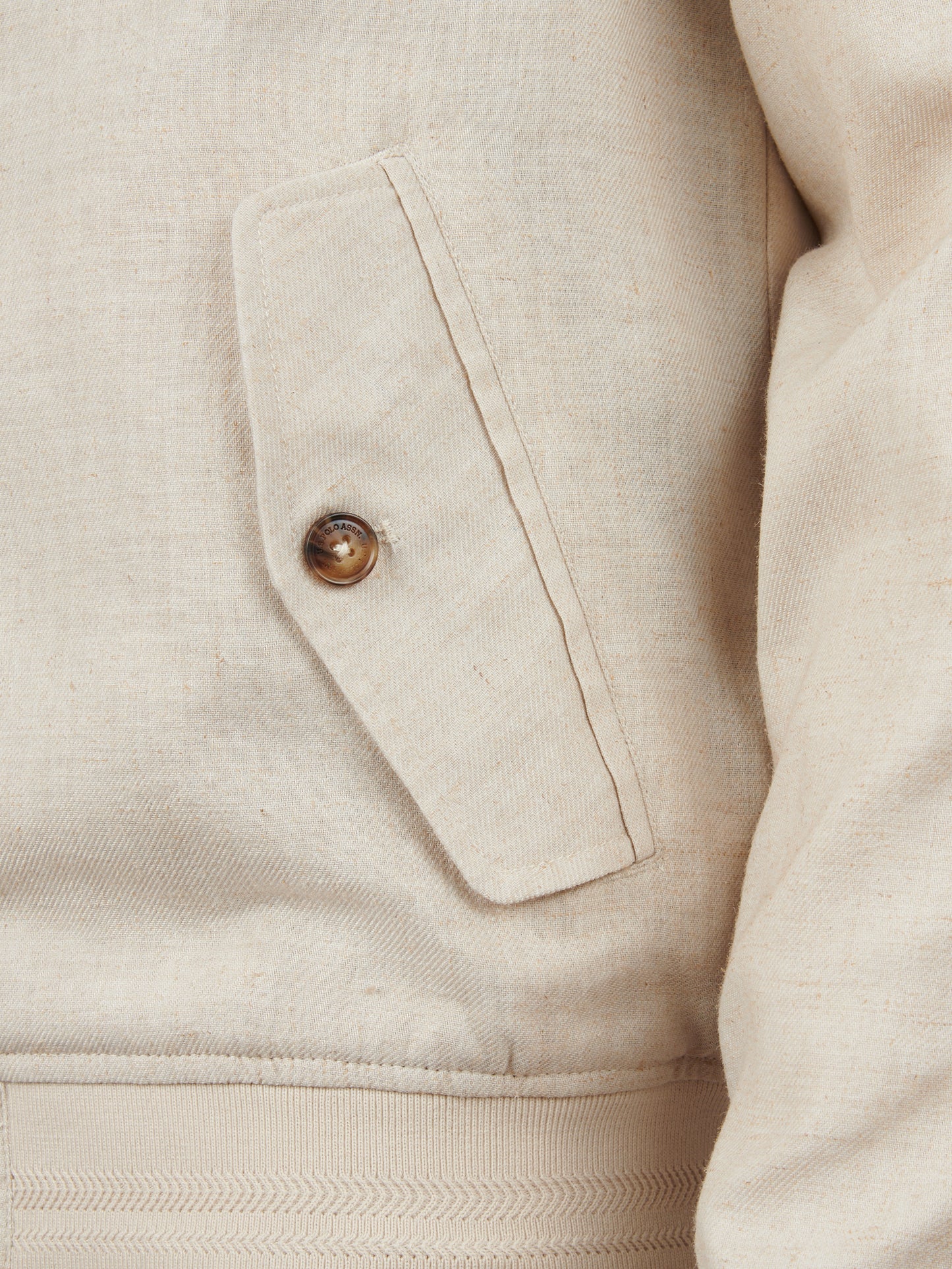Mens Linen Blend Harrington Jacket Beige