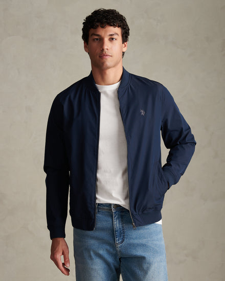 Mens Jersey Lined Smart Bomber Jacket Dark Sapphire Navy