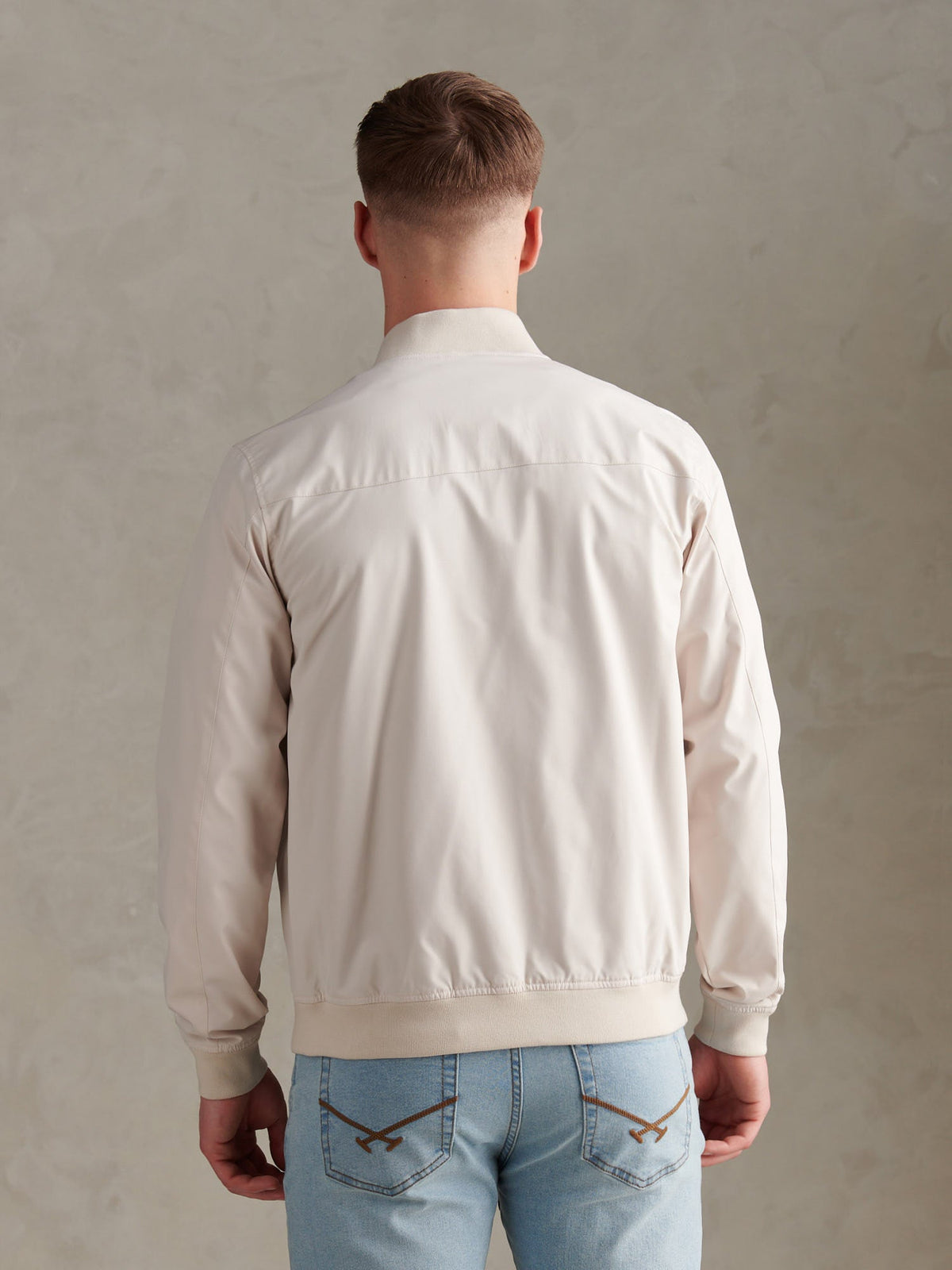 Mens Jersey Lined Smart Bomber Jacket Beige