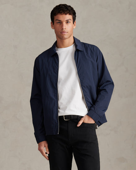 Mens Zip Through Bomber Jacket Dark Sapphire Navy