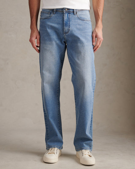 Mens Relaxed Fit Jean Blue Wash