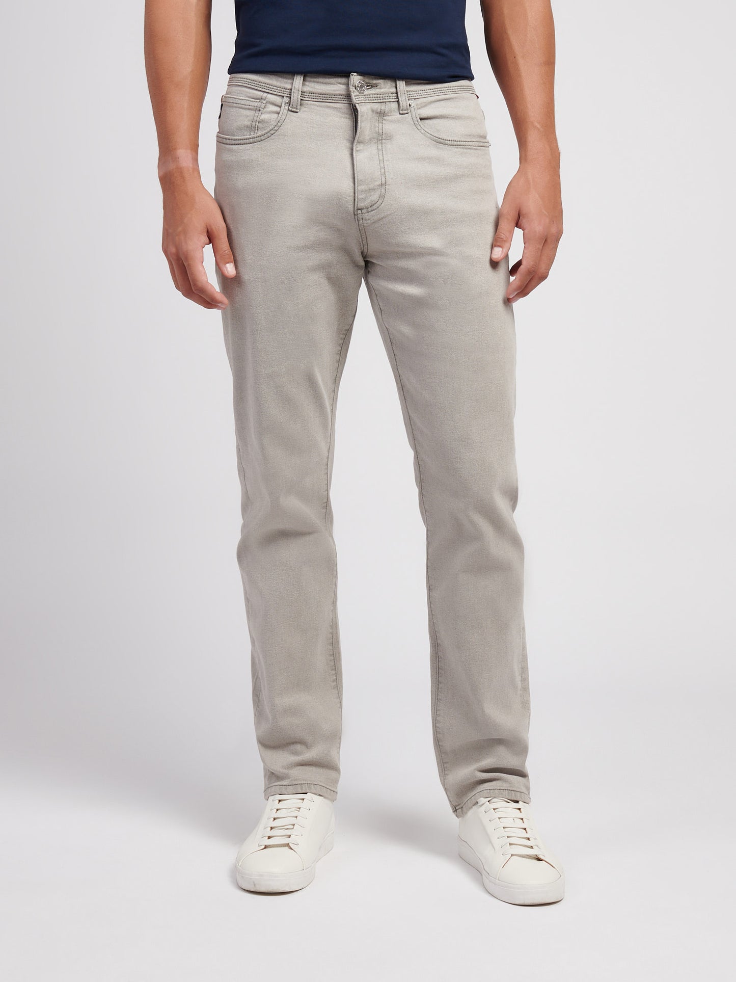 Mens Straight Fit Jean in Dark Grey Stone Wash