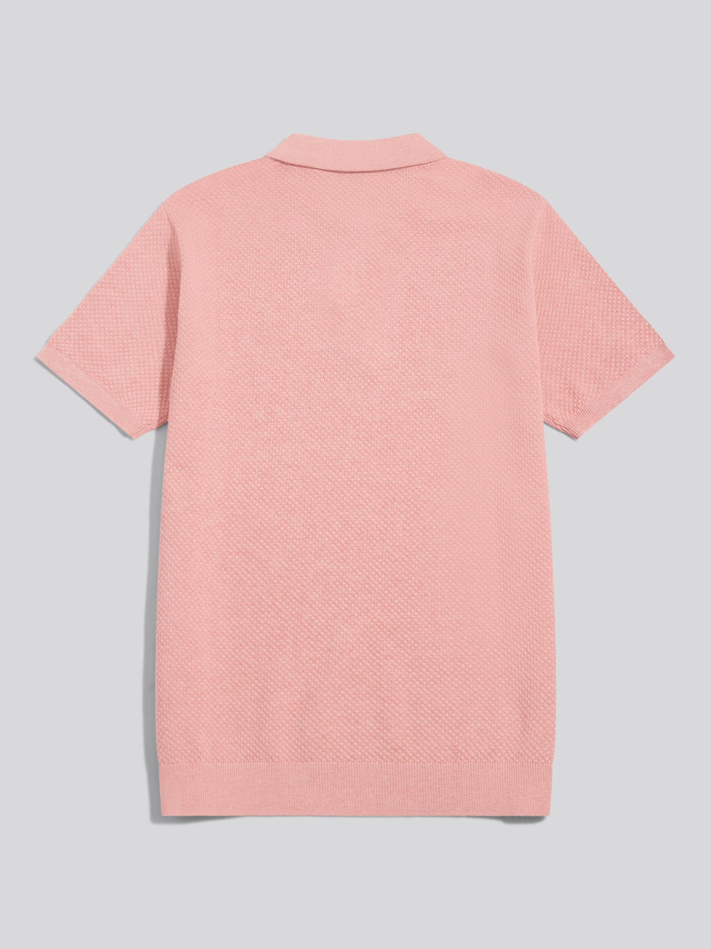 Mens Moss Stitch Knit Polo Shirt Mauveglow Marl