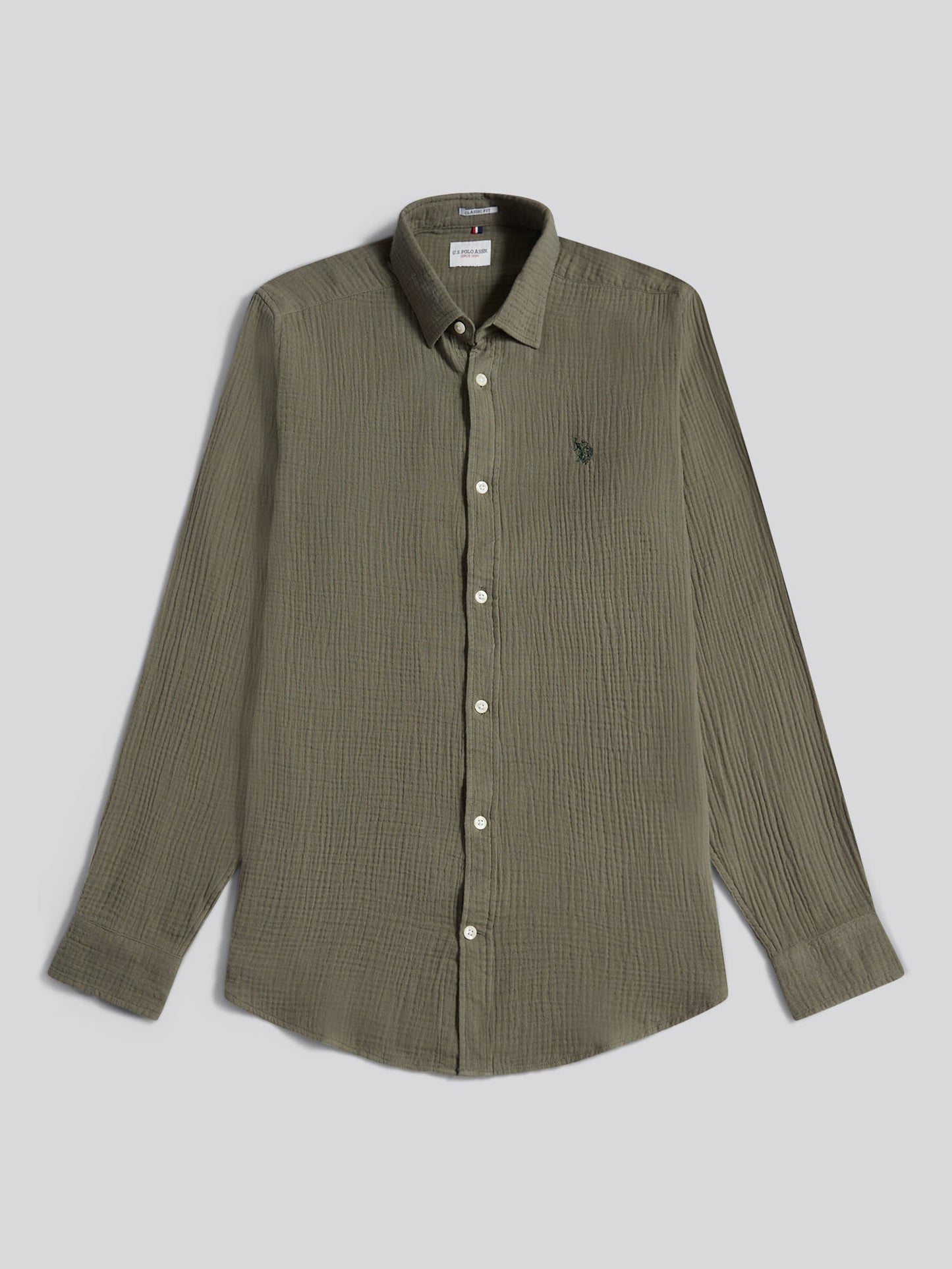Mens Double Cloth Shirt Mulled Basil
