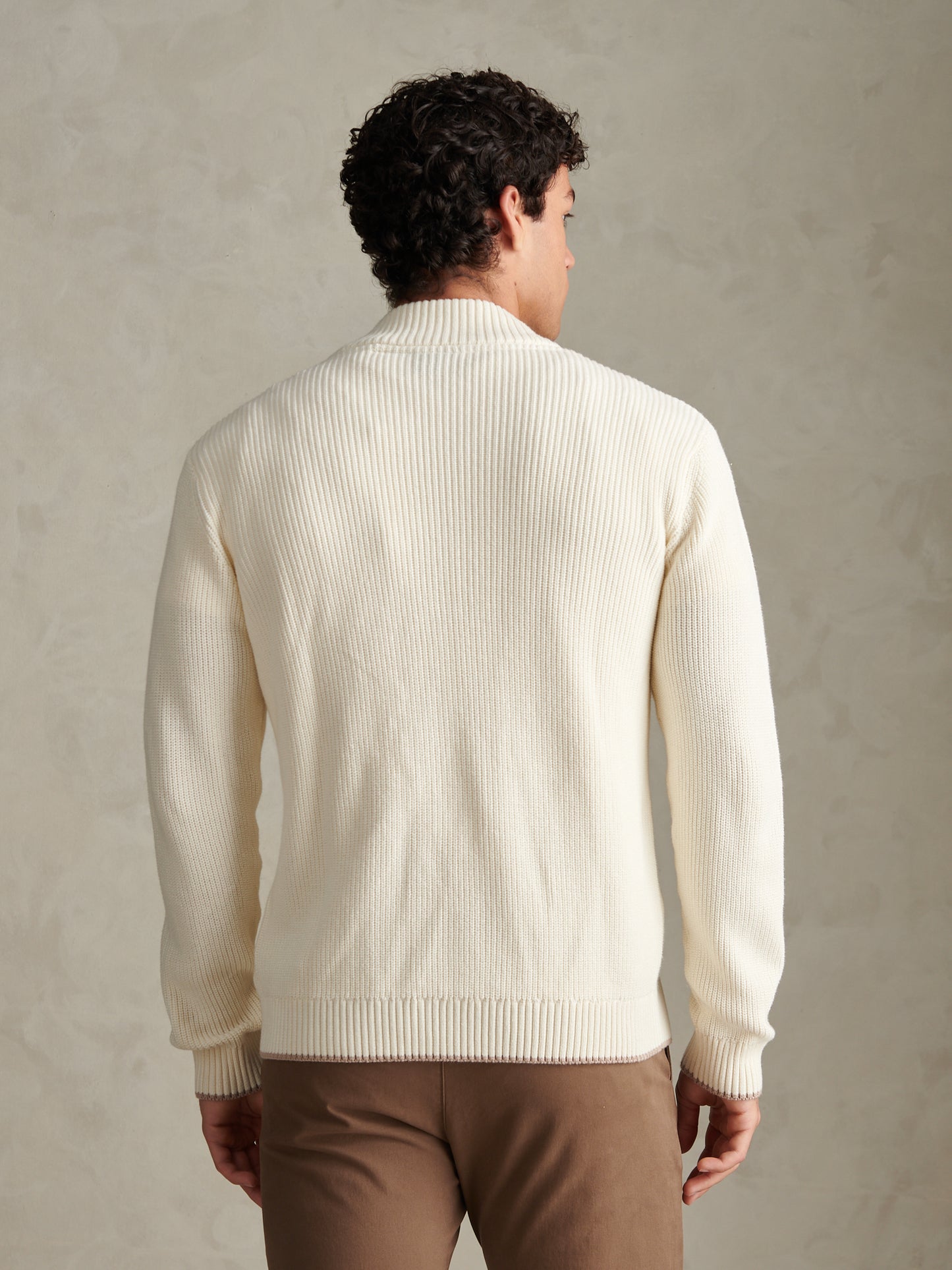 Mens Open Collar Knitted Cardigan Whisper White